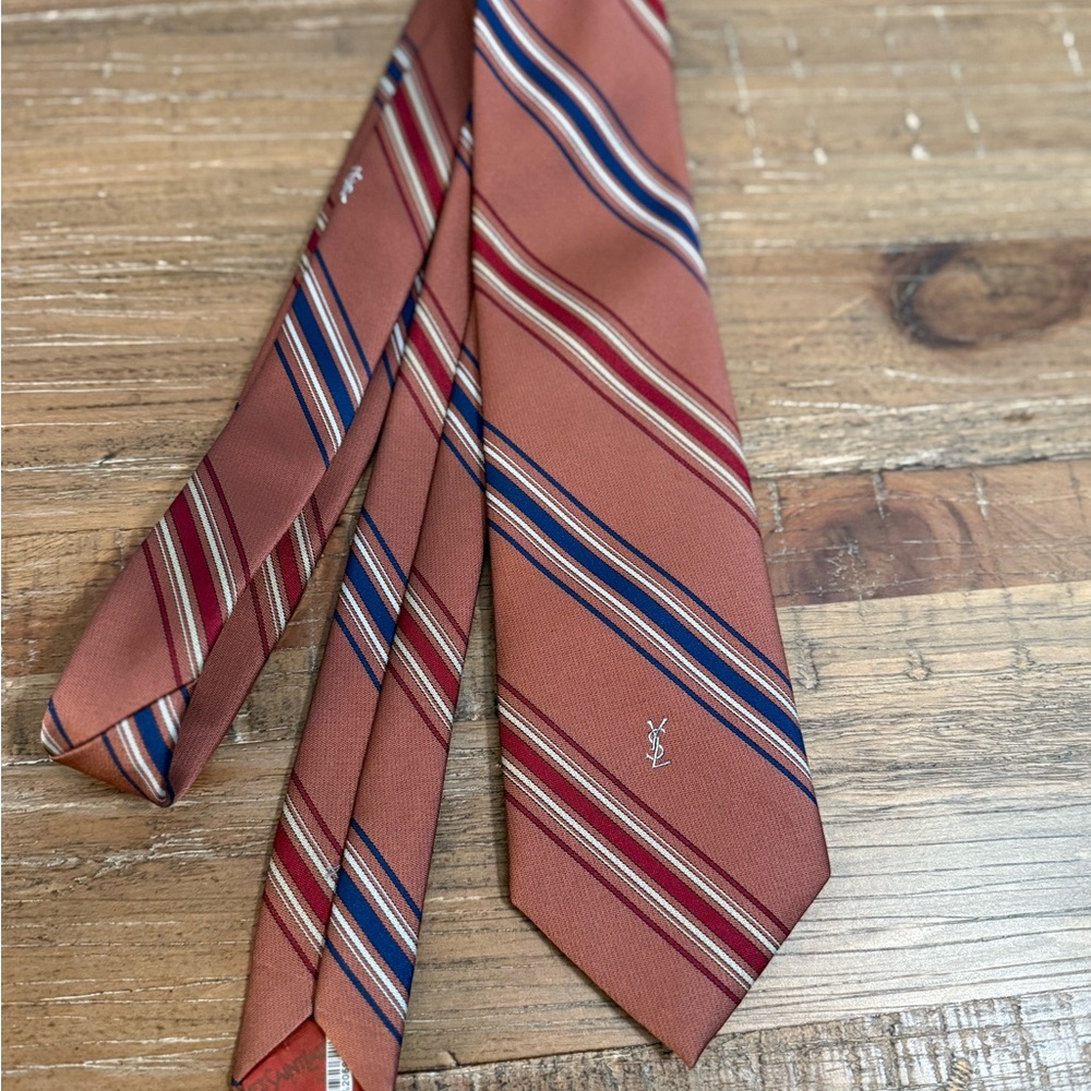 Yves Saint Laurent Men's Striped Tie - Red and Blue